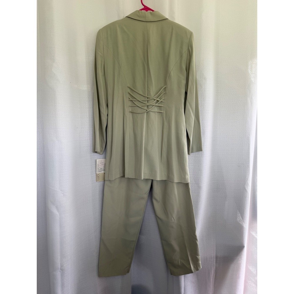 Vintage Dani Michaels Sage Green Pant Suit Set Size 12 90s Blazer Old Money - Picture 3 of 8